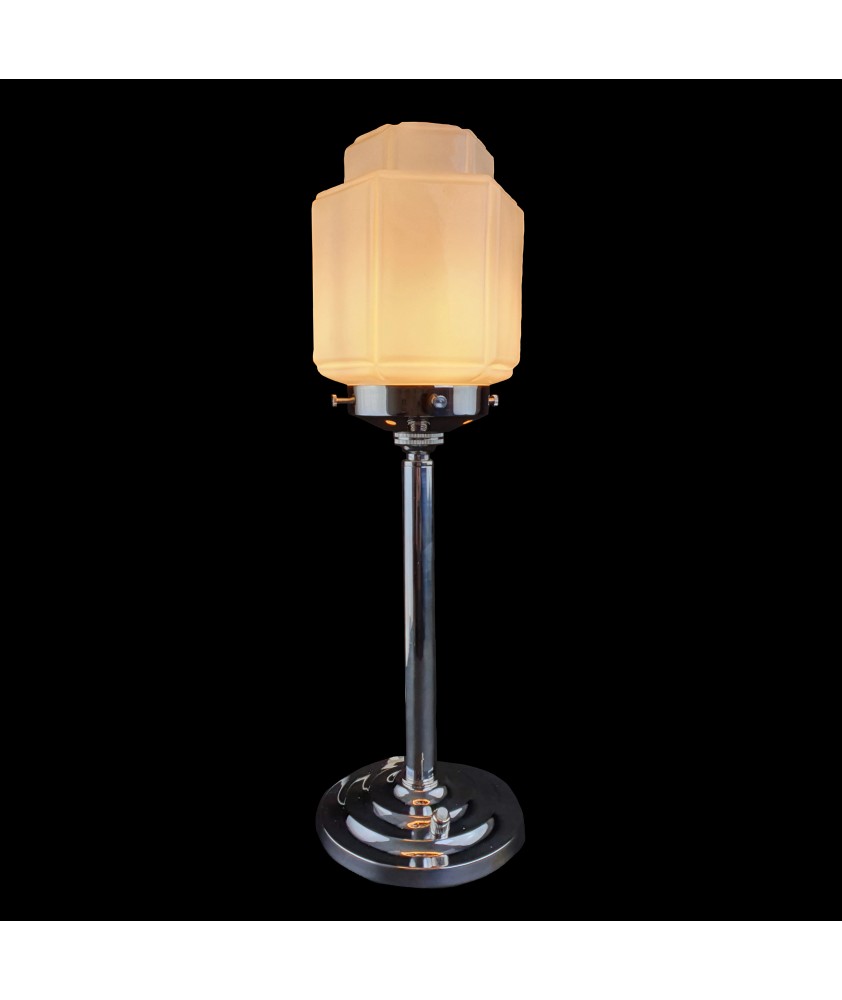 Small Opal Art Deco Geometric Table Lamp Shade with 80mm Fitter Neck