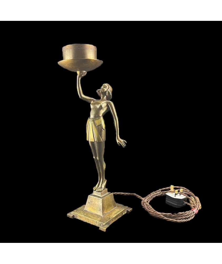 Brass Lady Lamp Complete with Shade