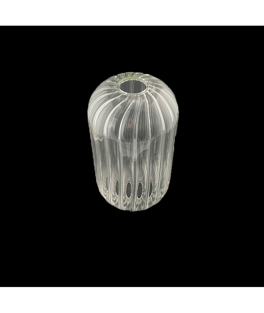 200mm Long Clear Ribbed Glass Light Shade with 30mm Fitter Hole