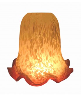 Frilled Honey Amber Flakestone Bell Light Shade with Red Tip and 28mm Fitter Hole