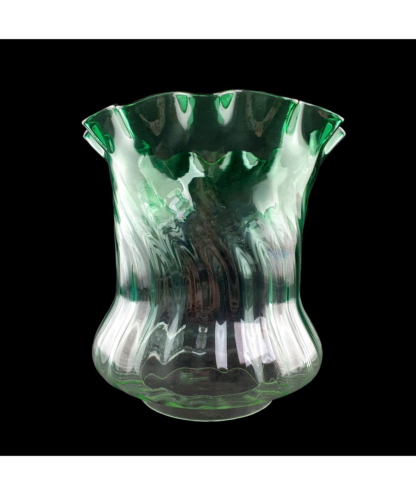 Superior Green Tulip Oil Lamp Shade with 100mm Base 