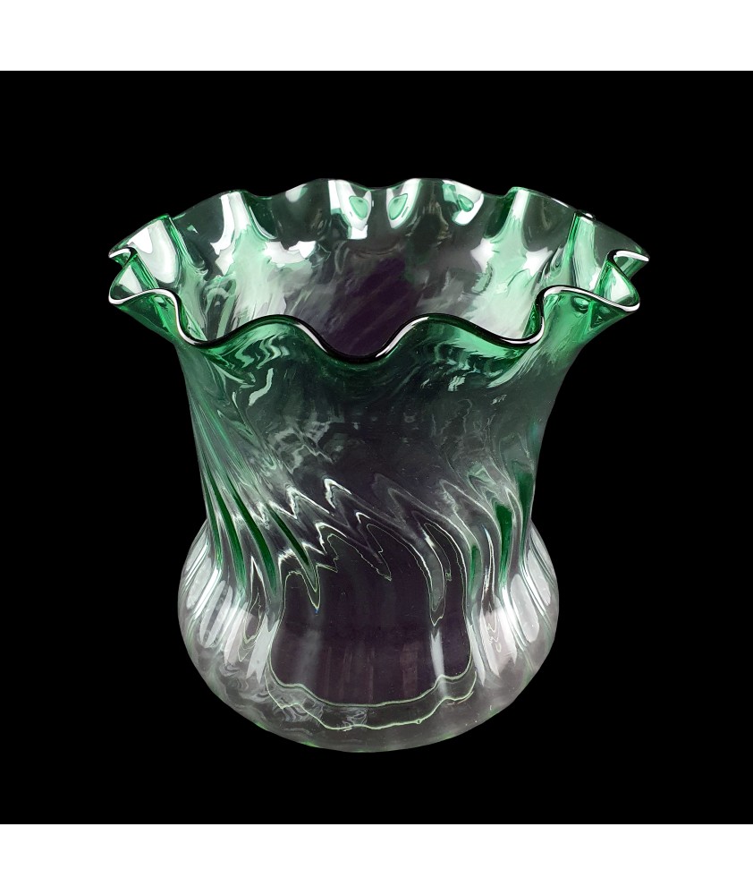 Superior Green Tulip Oil Lamp Shade with 100mm Base 
