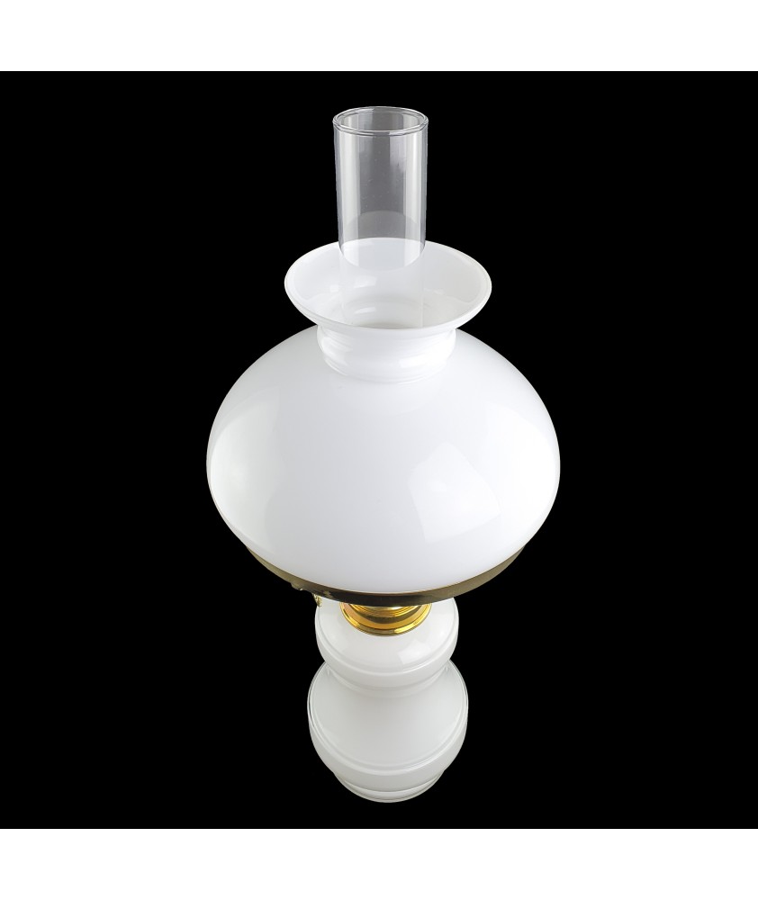 Tall Opal Glass Oil Lamp With Shade with 180mm Base