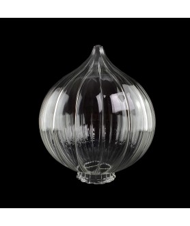 250mm Clear Ribbed Pumpkin Light Shade with 80mm Fitter Neck