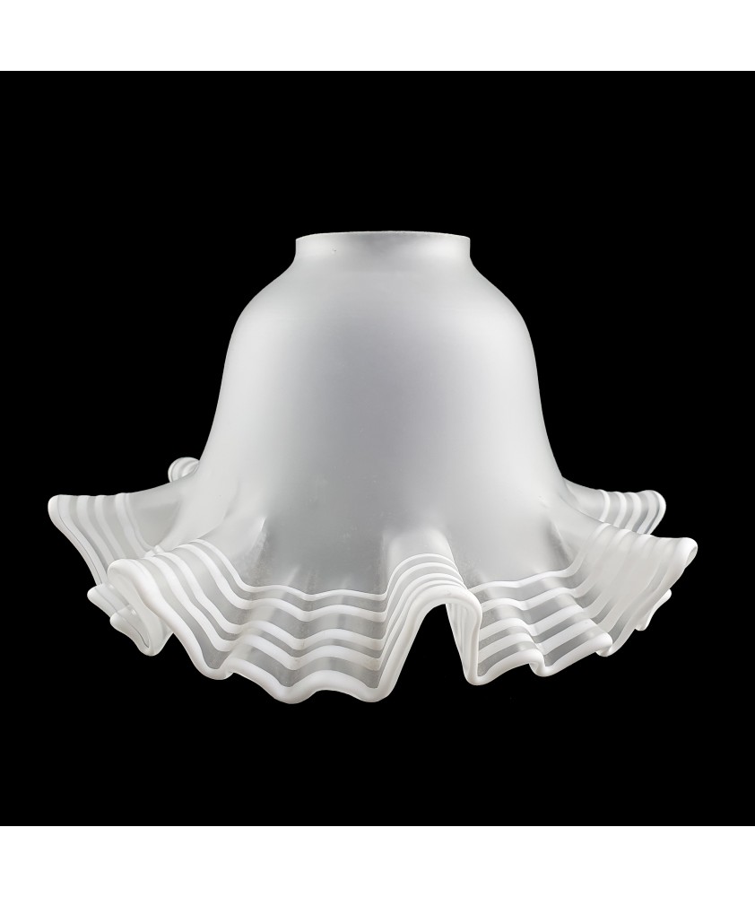 Christopher Wray Frosted Tulip Light Shade with Wavy Piped Edges and 42mm Fitter Hole