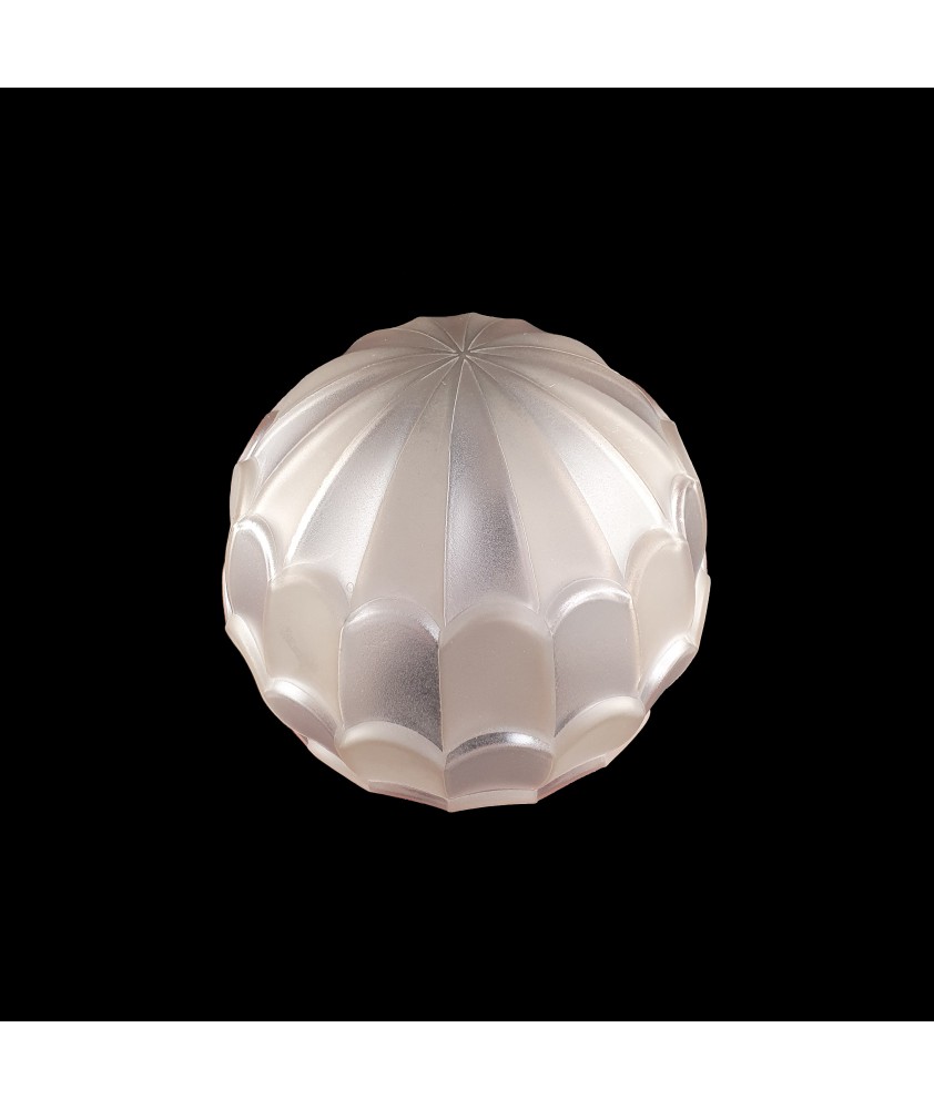 Pink Art Deco Scalloped Globe Light Shade with 80mm Fitter Neck
