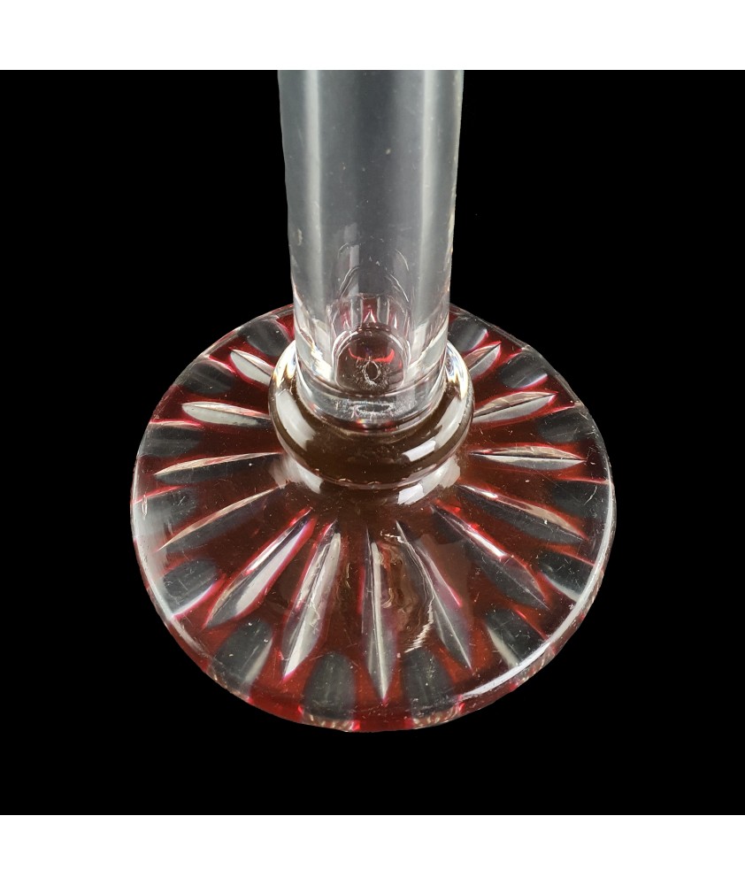 Complete Cranberry and Clear Oil Lamp with Optic Font