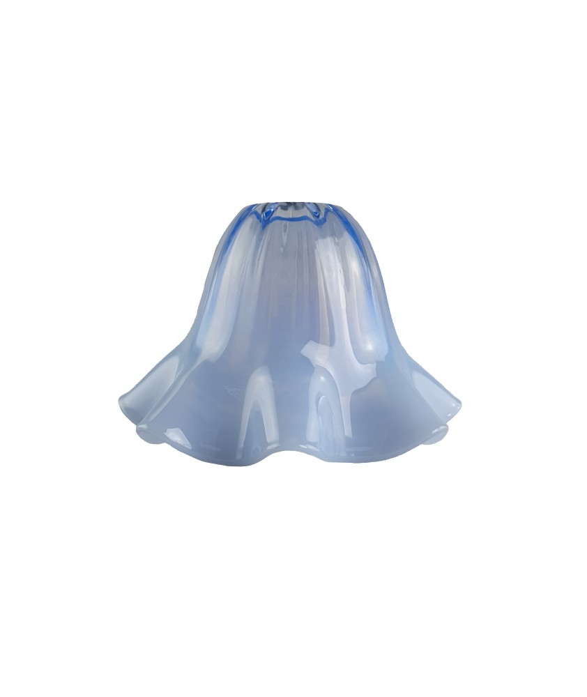 Small Blue Vaseline Drape Tulip Light Shade with 30mm Fitter Hole