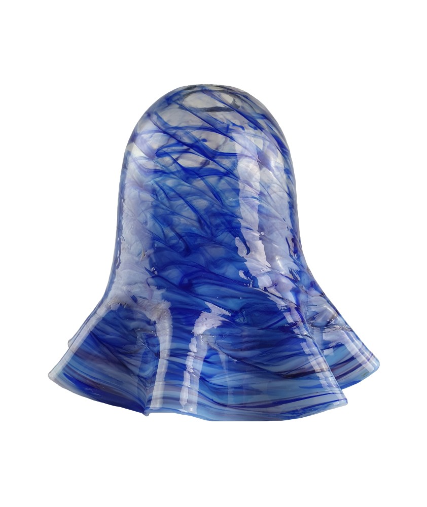 Blue Swirl Frilled Vaseline Tulip Light Shade with 30mm Fitter Hole
