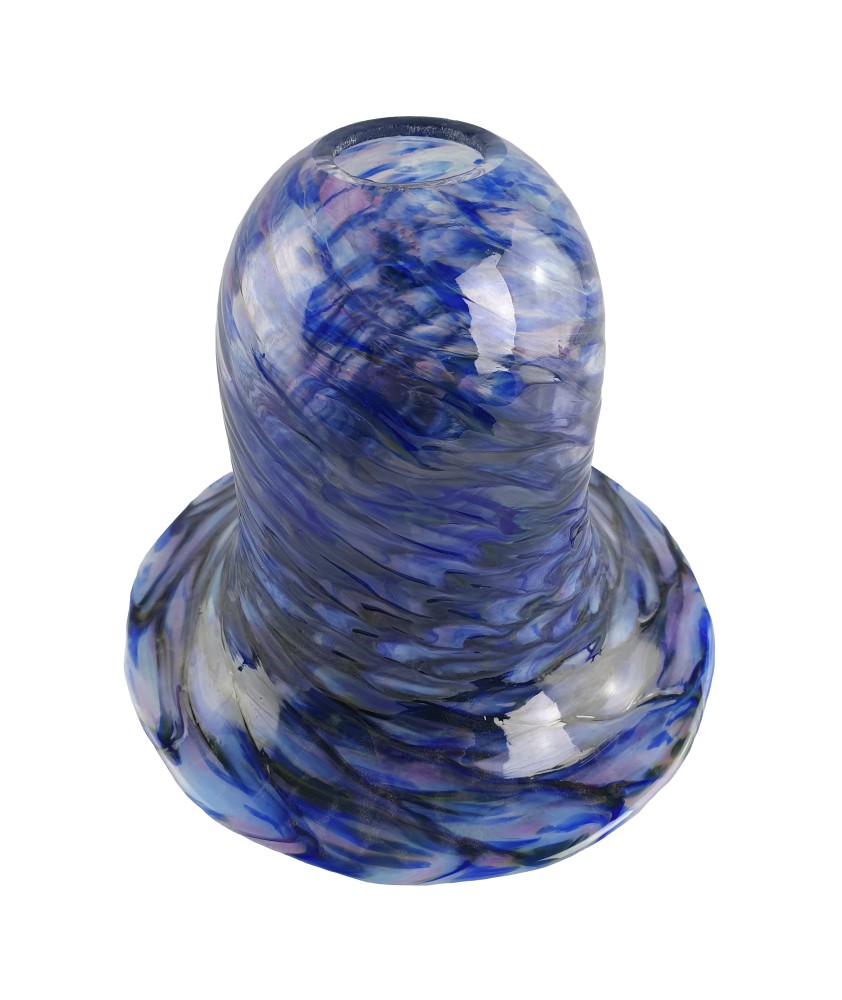 Swirled Blue Frilled Vaseline Tulip Light Shade with 30mm Fitter Hole