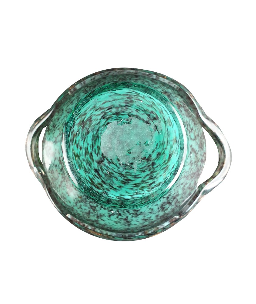 Monart Basket Bowl in a Green or Turquoise with black/Gold Aventurine