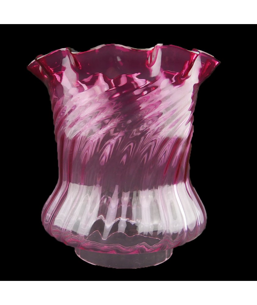 Cranberry to Clear Tulip Oil Lamp Shade with100mm Base