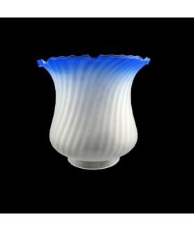 Blue Tipped Tulip Oil Lamp Shade with 100mm Base 