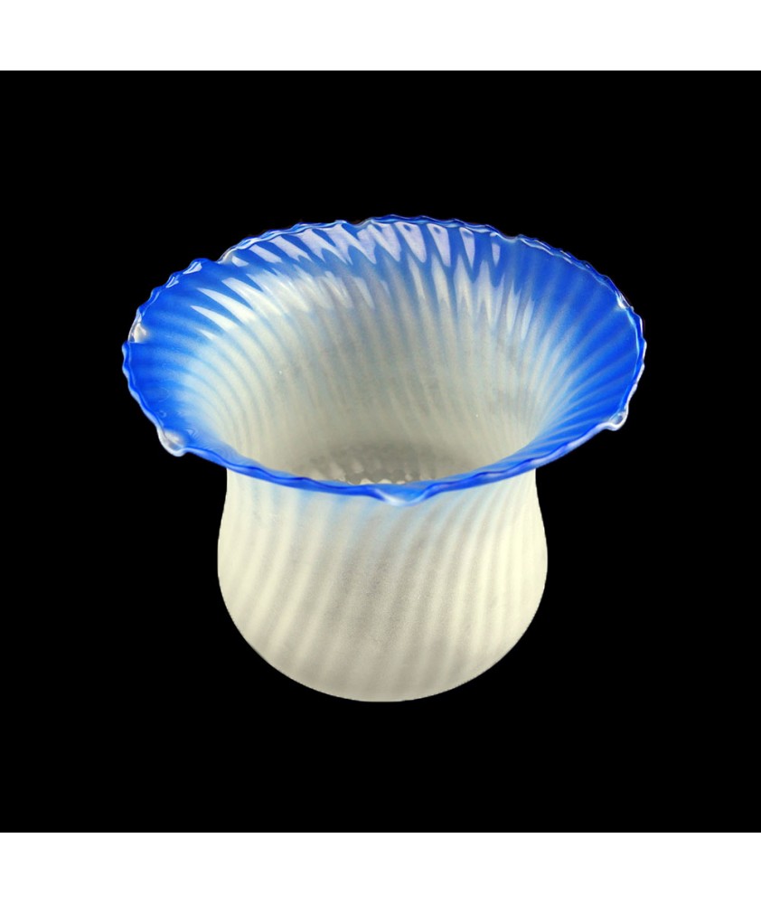 Blue Tipped Tulip Oil Lamp Shade with 100mm Base 