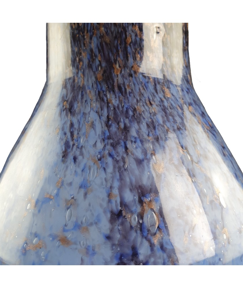 Monart Glass Vase in Blue and Black with Aventurine