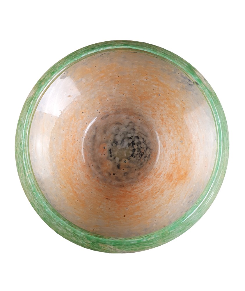 Vasart Glass Bowl in Orange and Green