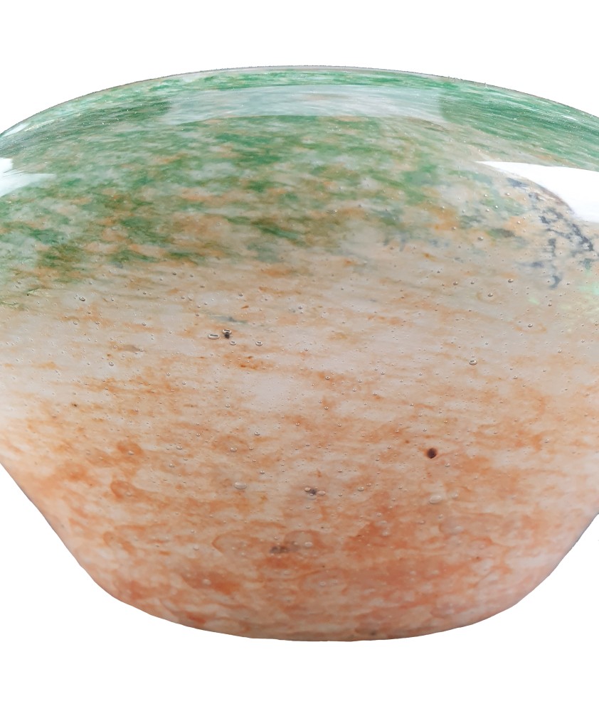 Vasart Glass Bowl in Orange and Green