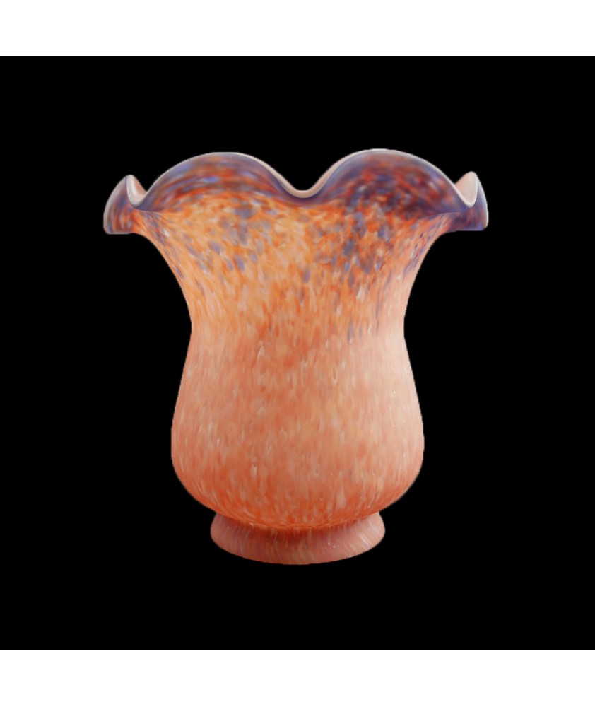 Flame Red Tulip Style Oil Lamp Shade with 100mm Base