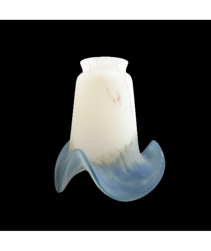 Pale Pink to Blue Pate de Verre Tulip Light Shade with 57mm Fitter Neck