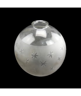 200mm Clear with Star Frosted Pattern Globe shade with 65mm Fitter Neck and Second Hole