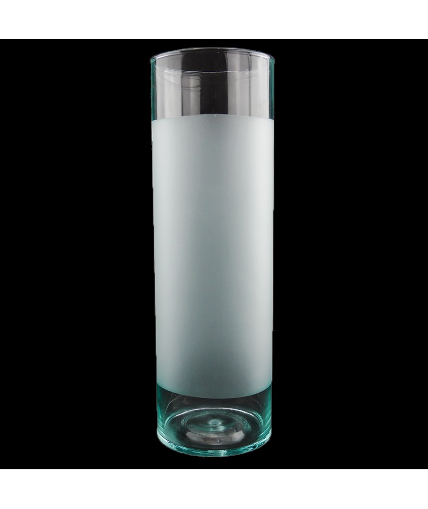 400mm Clear Cylinder Glass Shade with a half frosted body and 13mm Fitter Size