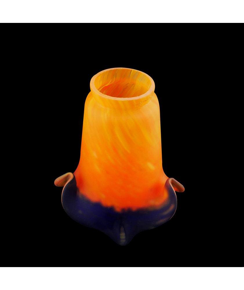 Pate De Verre Tulip Light Shade in Orange and Blue with 55-57mm Fitter Neck