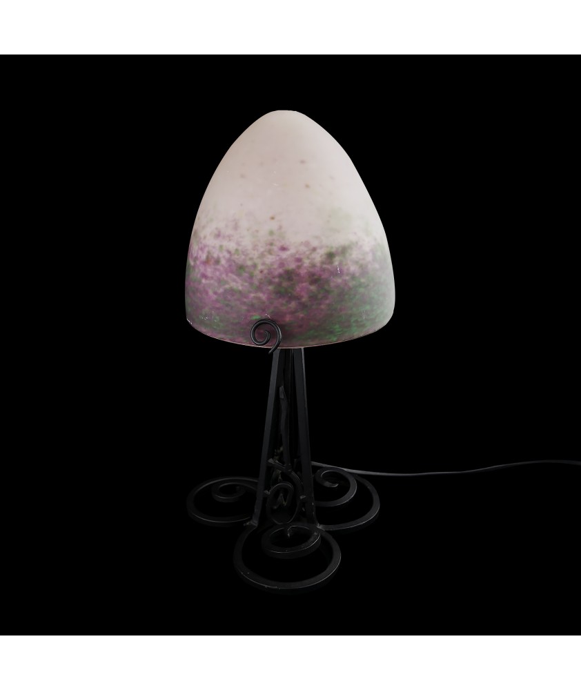 French Pate De Verre Table Lamp