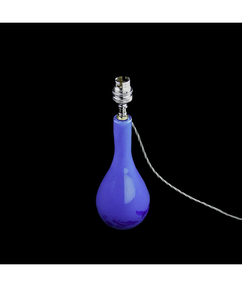 Scottish Blue Art Glass Lamp with Matching Vase