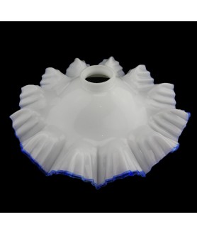 255mm Flat Opal Coolie Light Shade with Blue Rim and 55mm Fitter Neck