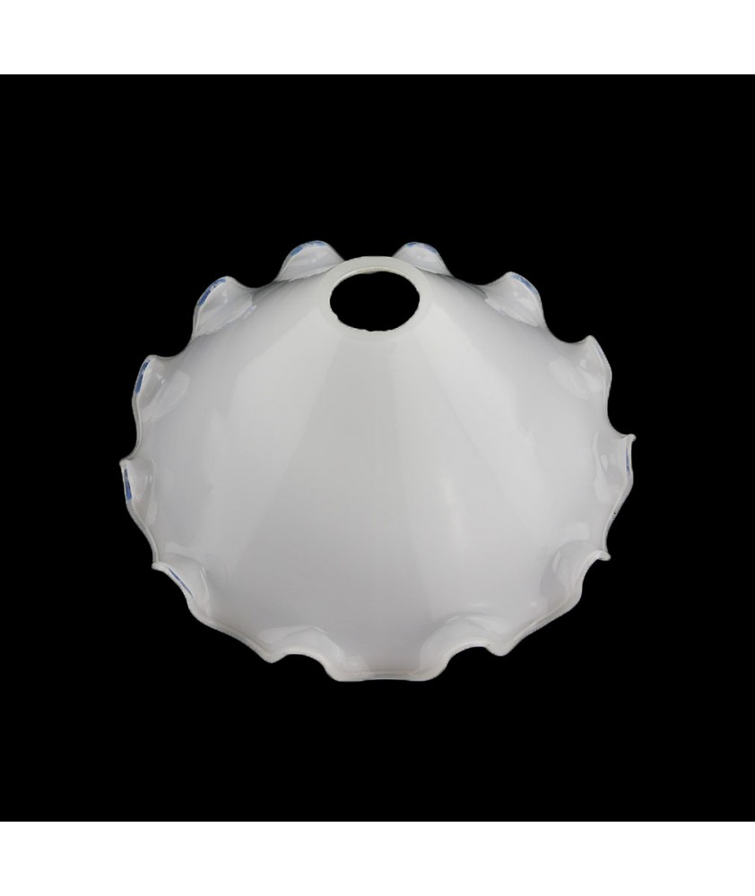 196mm Frilled Edge Opal Coolie Light Shade with 28mm Fitter Hole
