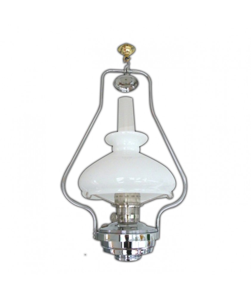 Aladdin Chrome Hanging Lamp with Opal Shade