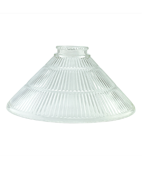250mm Prismatic Coolie Light Shade with 62mm Fitter Neck (clear or Frosted)  Complete with Brass Gallery