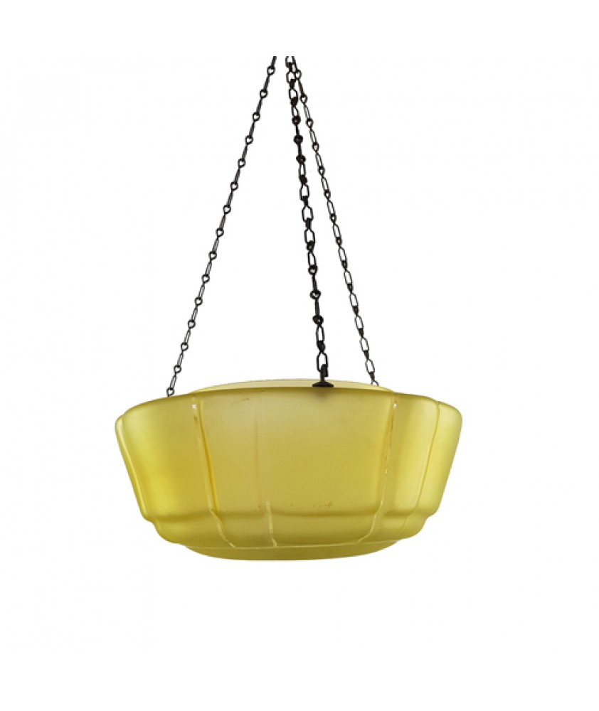 Amber Glass Art Deco Hanging Bowl 