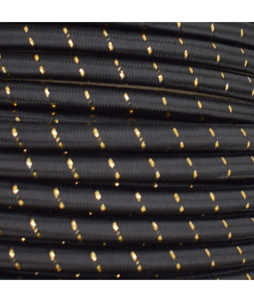 0.75mm Round Cable Black with Gold Fleck