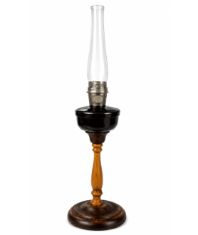 Aladdin Oil Lamp + Bakelite Font , Wooden Base with New Super Aladdin Burner