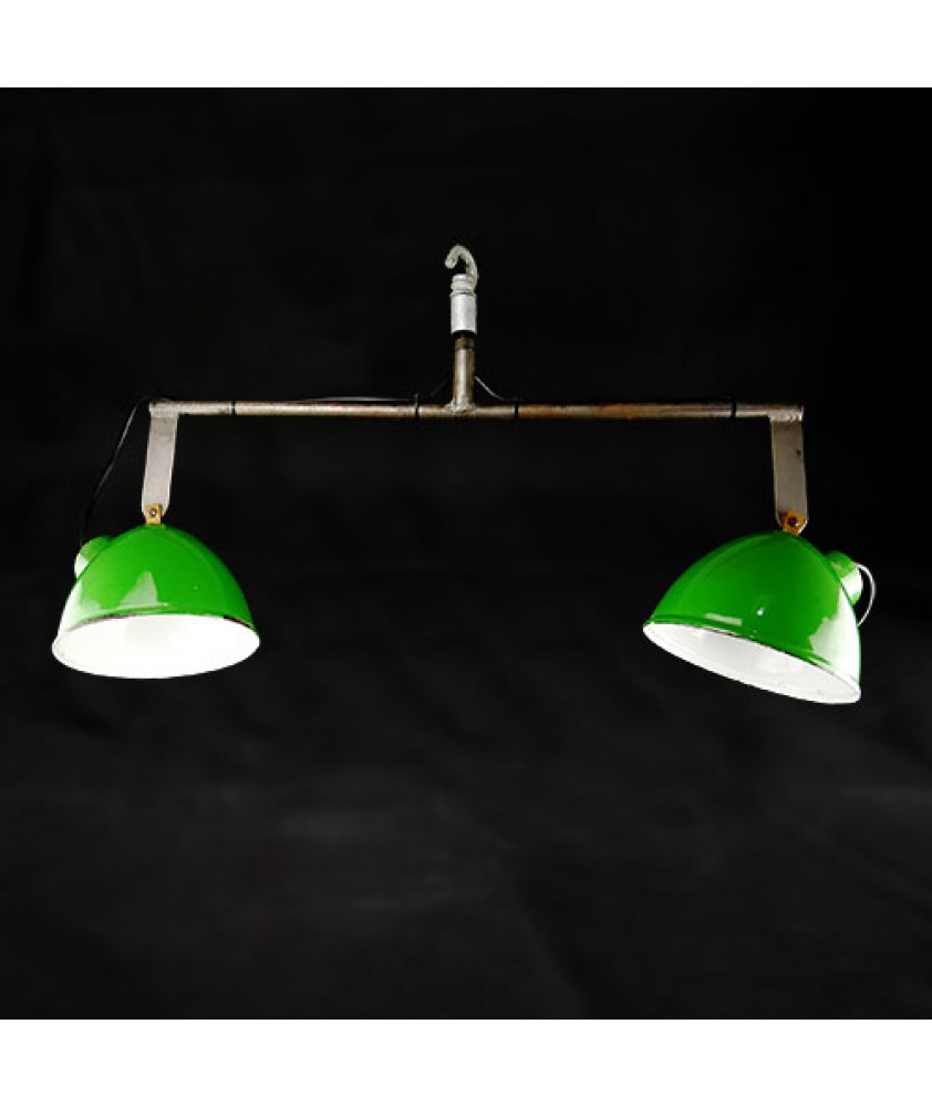 1950s Industrial Double Lamp Pendant